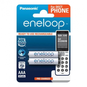Įkraunamos baterijos Panasonic Eneloop 750 mAh  HR03 (AAA) belaidžiam telefonui 